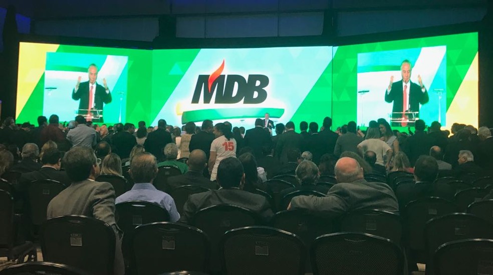 Michel Temer discursa em convenção nacional do PMDB (Foto: Bernardo Caram/ G1)