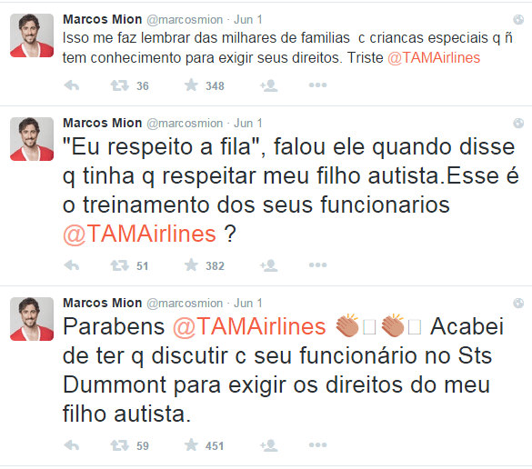 Os posts no Twitter de Marcos Mion (Foto: Reprodução/Twitter)