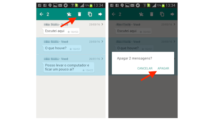 Deletando conversas marcadas com estrela no WhatsApp para Android (Foto: Reprodução/Marvin Costa)