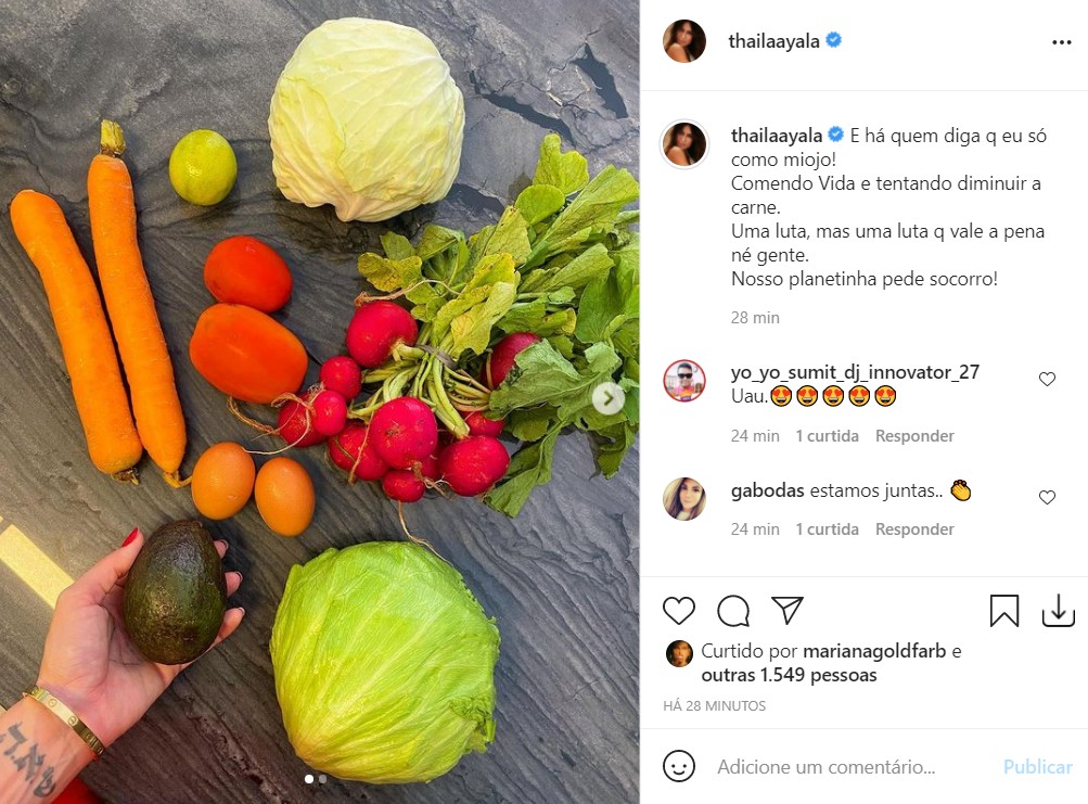 Thaila Ayala fala sobre vegetarianismo (Foto: Instagram/Reprodução)