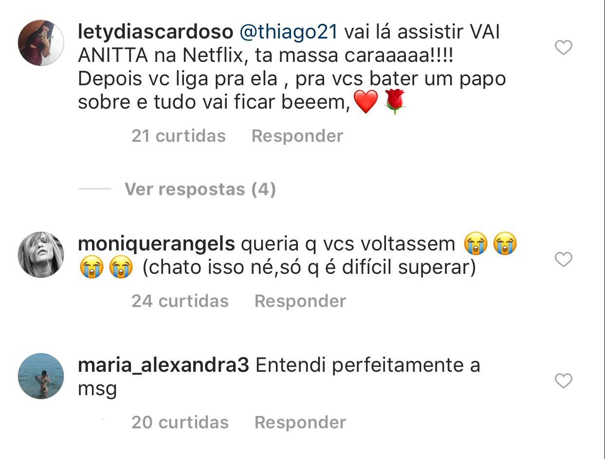 Fãs sugerem indireta para Anitta em post de Thiago Magalhães (Foto: reprodução/Instagram)