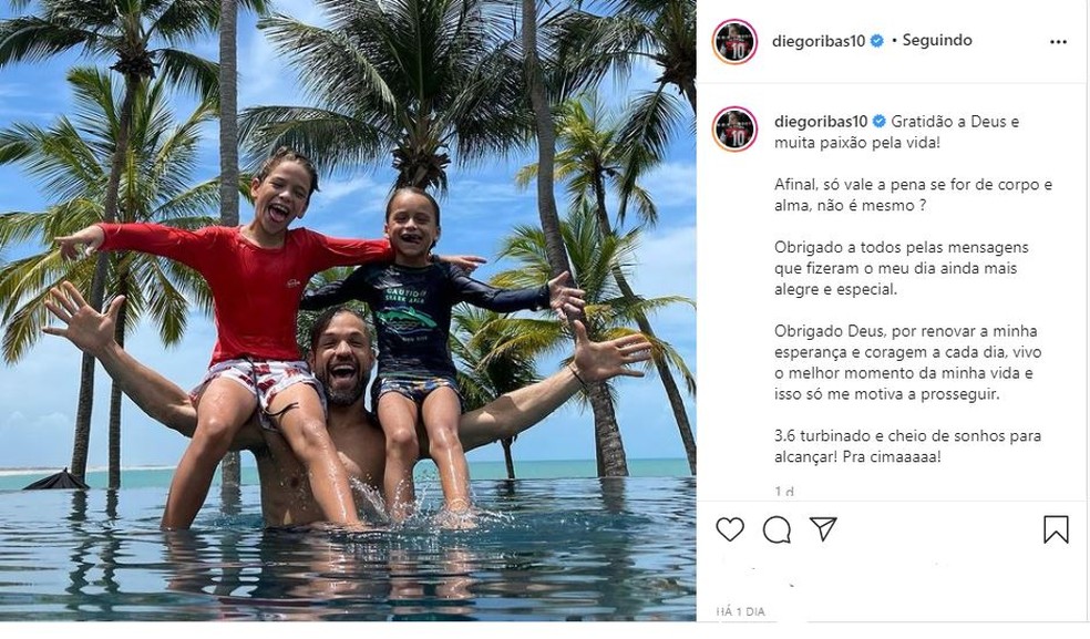 Diego, férias no Ceará, Flamengo — Foto: Reprodução/Instagram