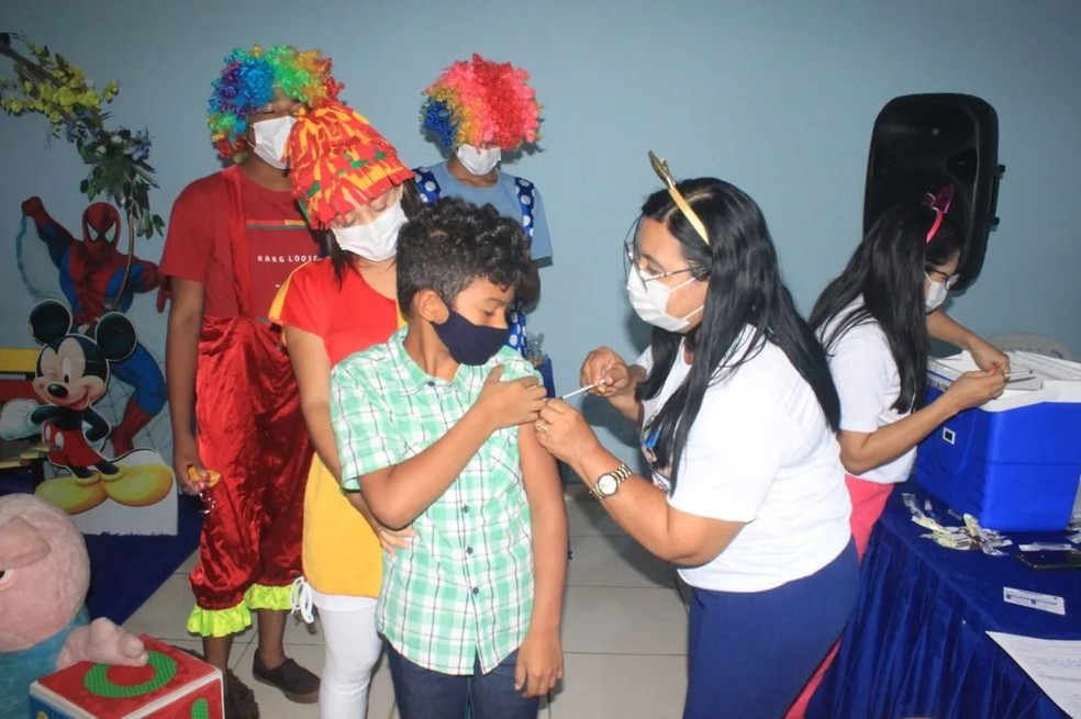 Vacinação infantil em São Miguel do Tapuio, no Piauí, iniciou na terça-feira (8) — Foto: Prefeitura de São Miguel do Tapuio