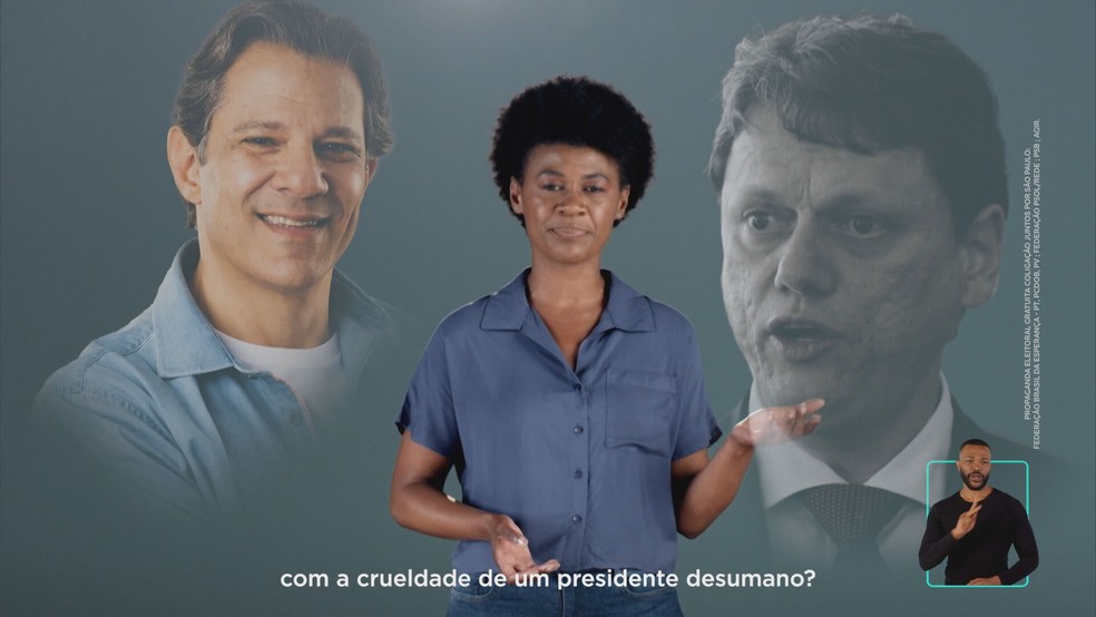 Programa de Fernando Haddad (PT) pede comparação entre os dois candidatos na volta do horário eleitoral no 2º turno nesta sexta-feira (7). — Foto: Reprodução