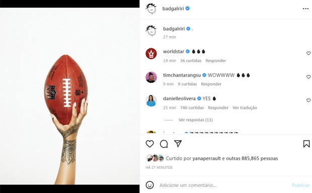 Rihanna confirma participação no Super Bowl (Foto: Reprodução/Instagram)
