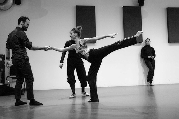 Benjamin Millepied (left) puts his LA Dance Project team through their paces in rehearsal for the 
