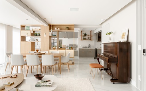 Décor do dia: living integrado à cozinha com pé-direito duplo e muita ...