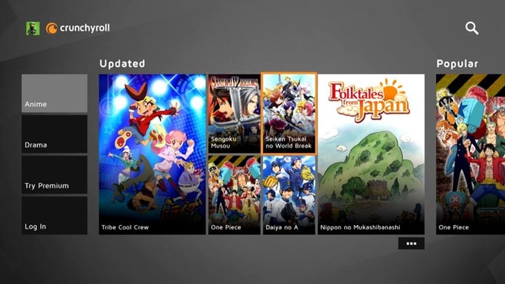Crunchyroll pode ser acessado em consoles — Foto: Reprodução/Murilo Molina