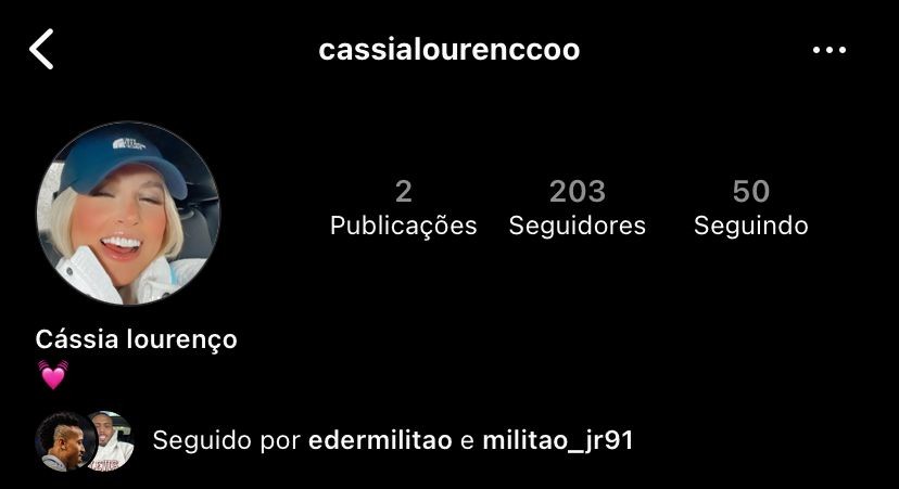 Cassia Lourenço surgiu com nova conta no Instagram — Foto: Reprodução/Instagram