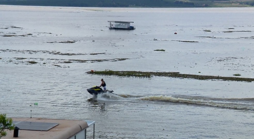 Lago de Furnas atinge melhor nível em 9 anos e está acima da cota 762  — Foto: Reprodução/EPTV 