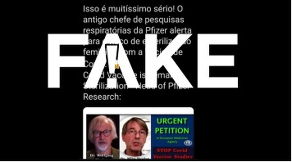 É #FAKE que vacina das farmacêuticas Pfizer e BioNTech para  Covid-19 cause infertilidade em mulheres — Foto: Reprodução