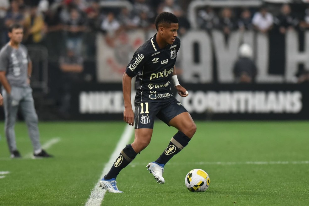 Ângelo durante jogo entre Corinthians e Santos — Foto: Ivan Storti/Santos FC