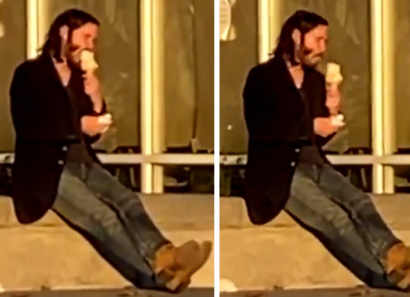 Keanu Reeves tomando sorvete em Los Angeles (Foto: Instagram)