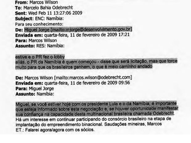Executivo da Odebrecht trocou email com ex-ministro do governo Lula (Foto: Reprodução)