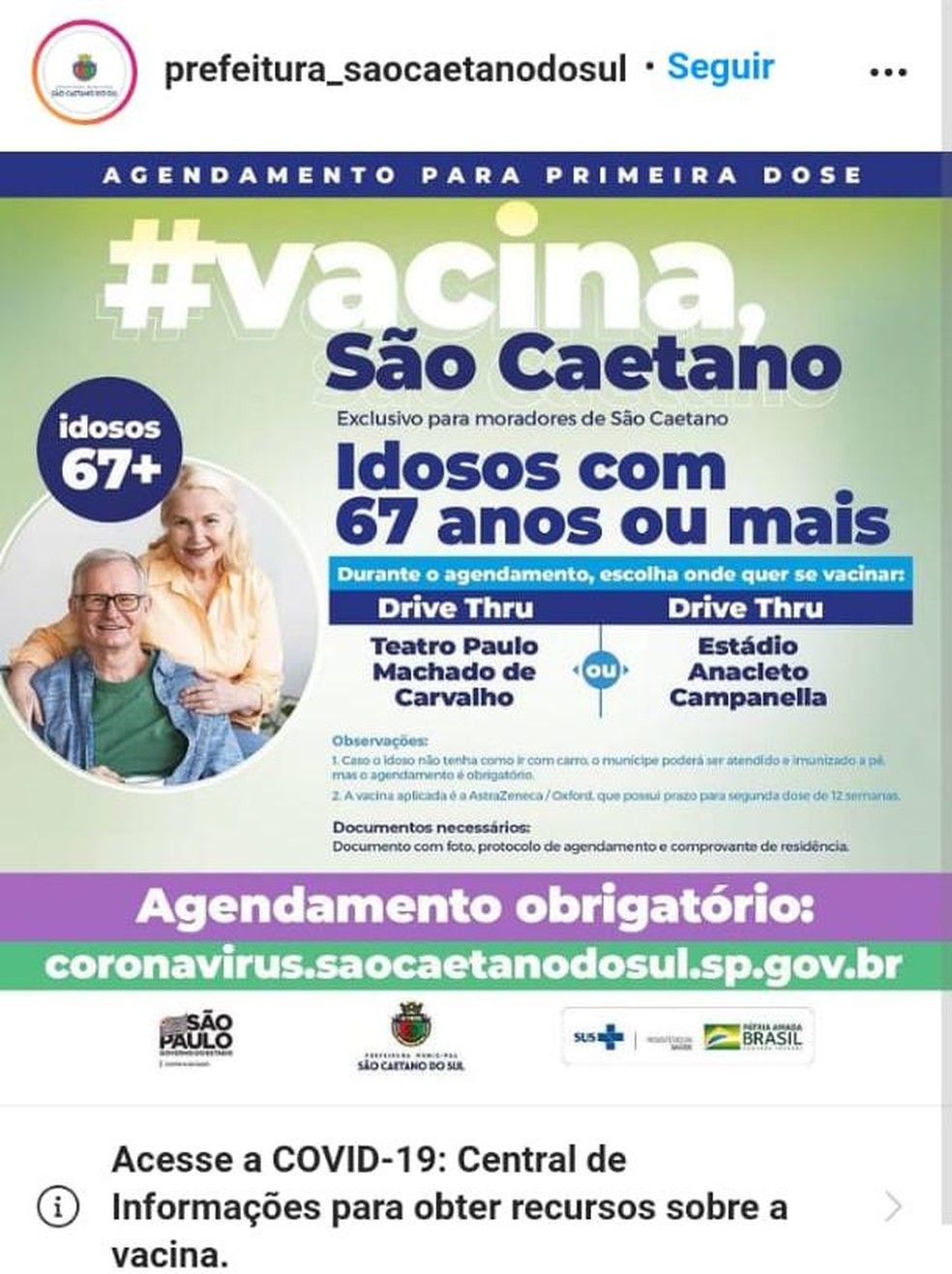 prefeitura de sao caetano no abc antecipa vacinacao de idosos a partir de 67 anos para este domingo sao paulo g1