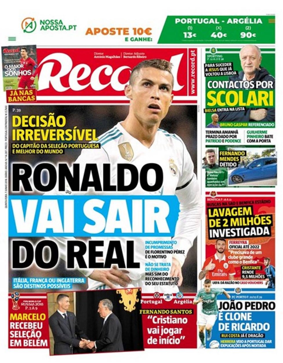 Jornal afirma que Cristiano Ronaldo deixará o Real Madrid (Foto: Reprodução)