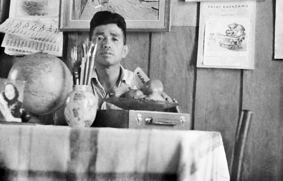 Takeo Sawada em sua residência no Bairro do Guarujá — Foto: Acervo da Família/Reprodução/Paulo Miguel