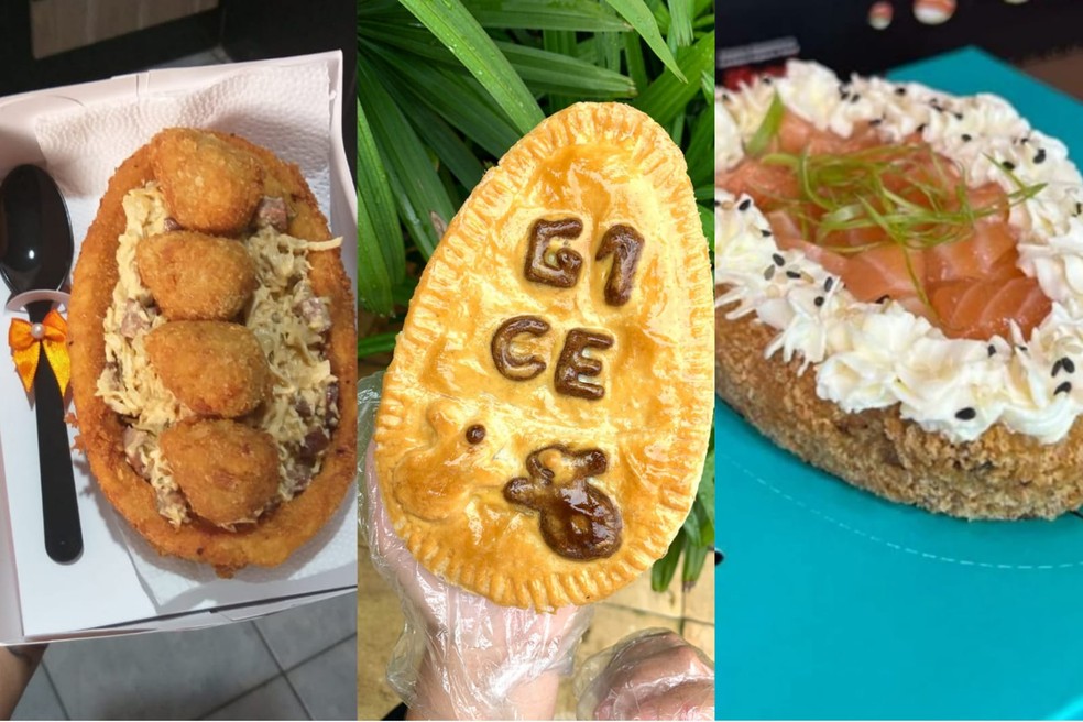 Ovos de páscoa de empada, coxinha e sushi: empreendedoras investem em opções salgadas, no Ceará. — Foto: Reprodução