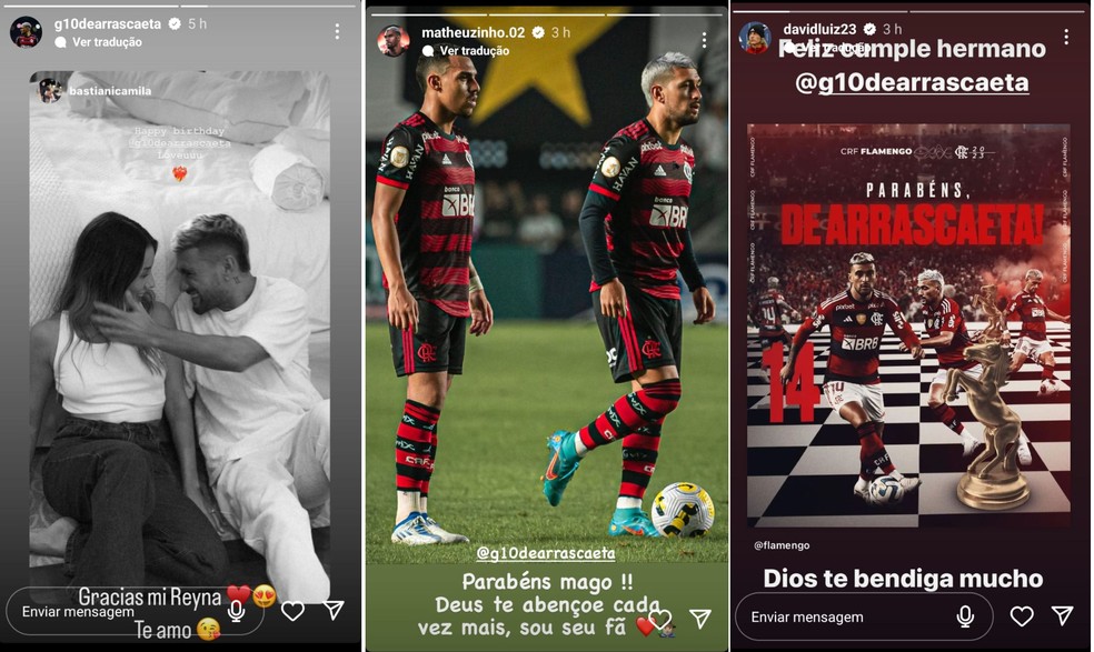 Arrascaeta recebeu mensagens de feliz aniversário — Foto: Reprodução/Instagram