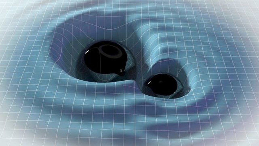 Ondas gravitacionais distorcem o espaço-tempo — Foto: Getty Images via BBC
