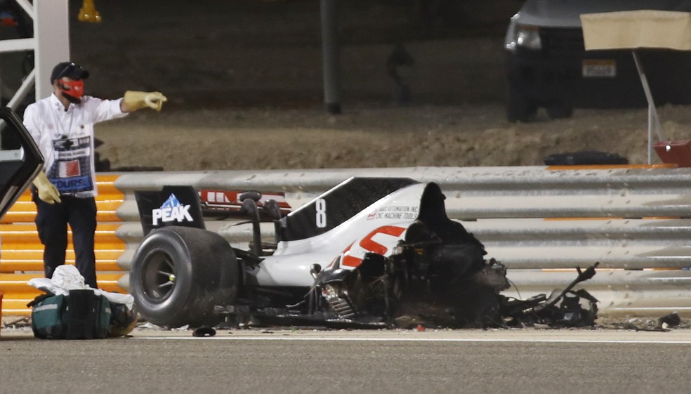 Acidente GP do Barein F1 Roman Grojean — Foto: REUTERS/Hamad I Mohammed