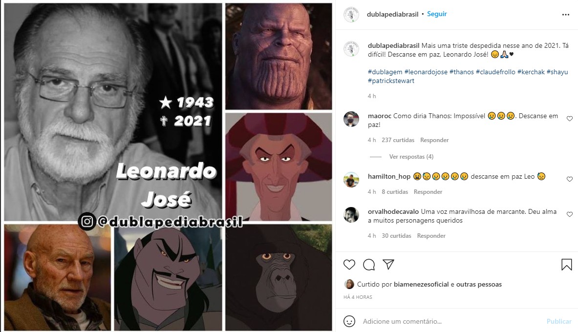 Leonardo José, voz de Charles Xavier e Thanos, morre aos 78 anos