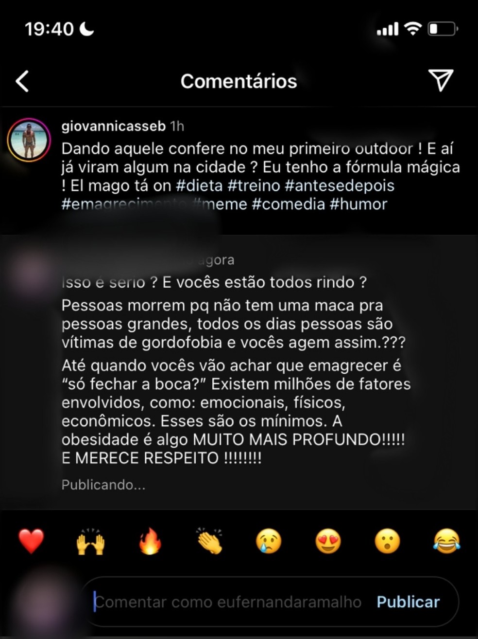 Giovanni Casseb foi criticado nas redes sociais após a postagem — Foto: Reprodução