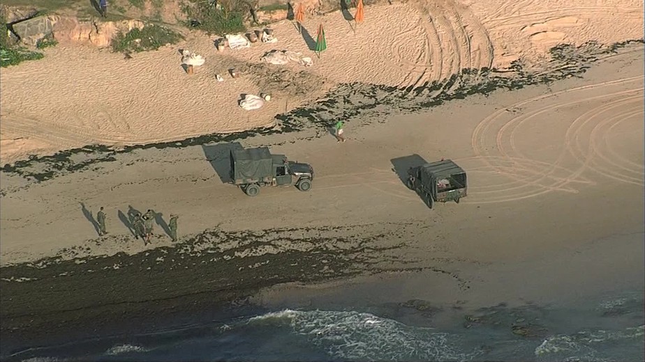 Exército reforça limpeza de praias atingidas por óleo no litoral pernambucano