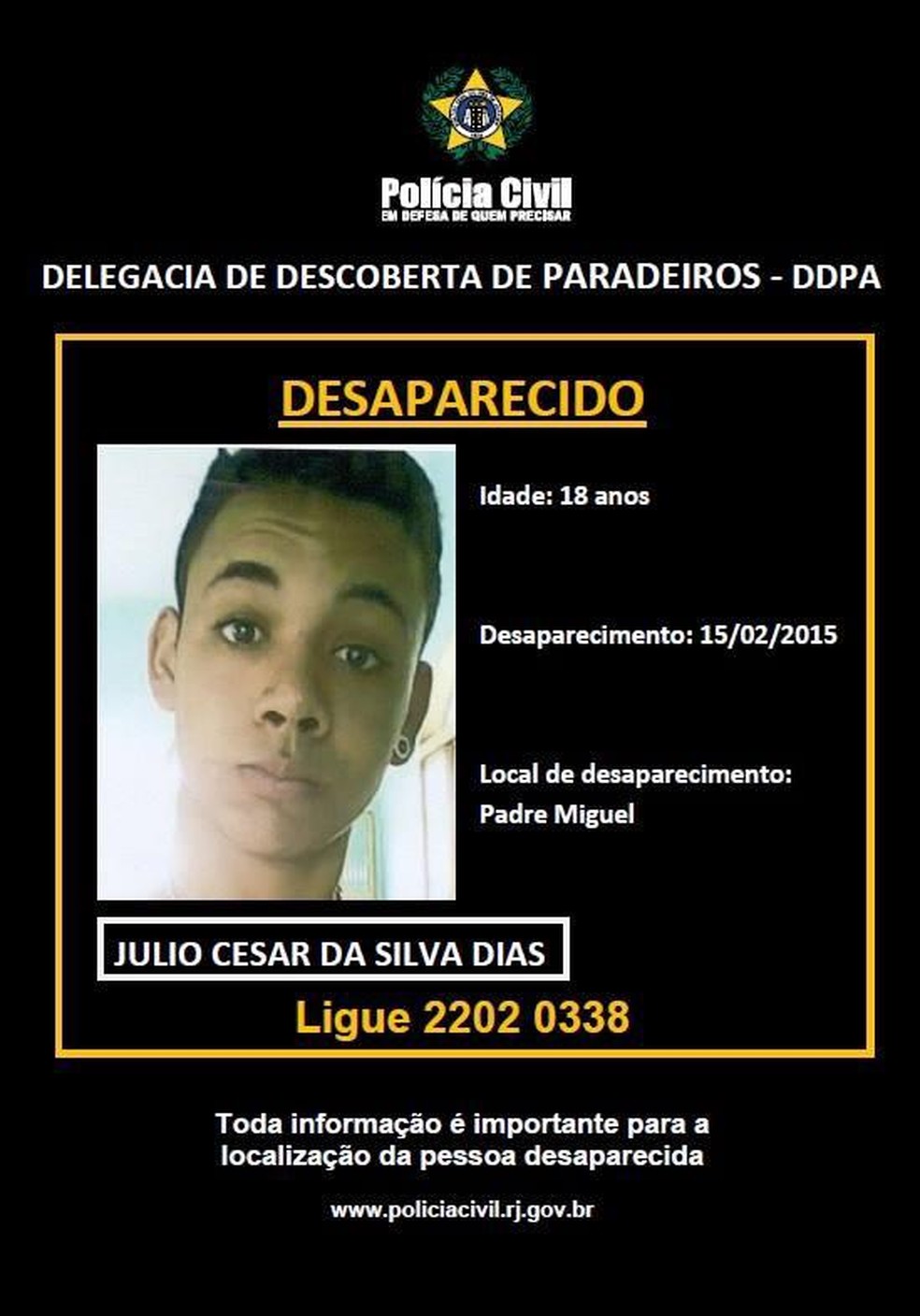 Júlio Cesar da Silva Dias foi morto por criminosos da Vila Vintém, na Zona Oeste do Rio — Foto: Reprodução