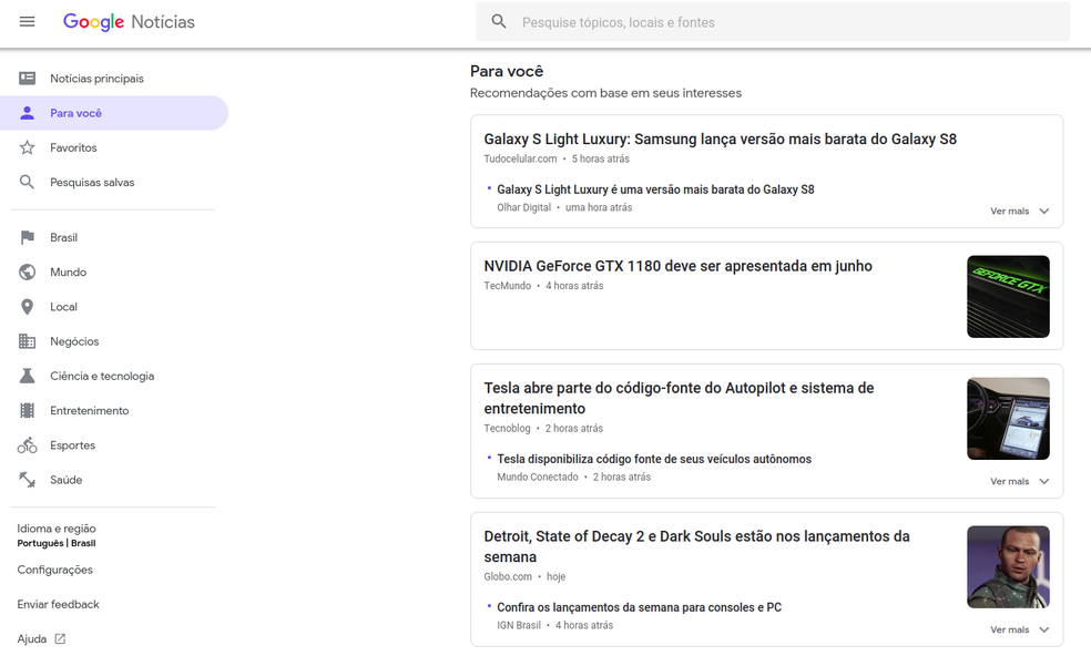 Google Noticias Ganha Novo Visual Com Material Design E Muda Funcoes Produtividade Techtudo