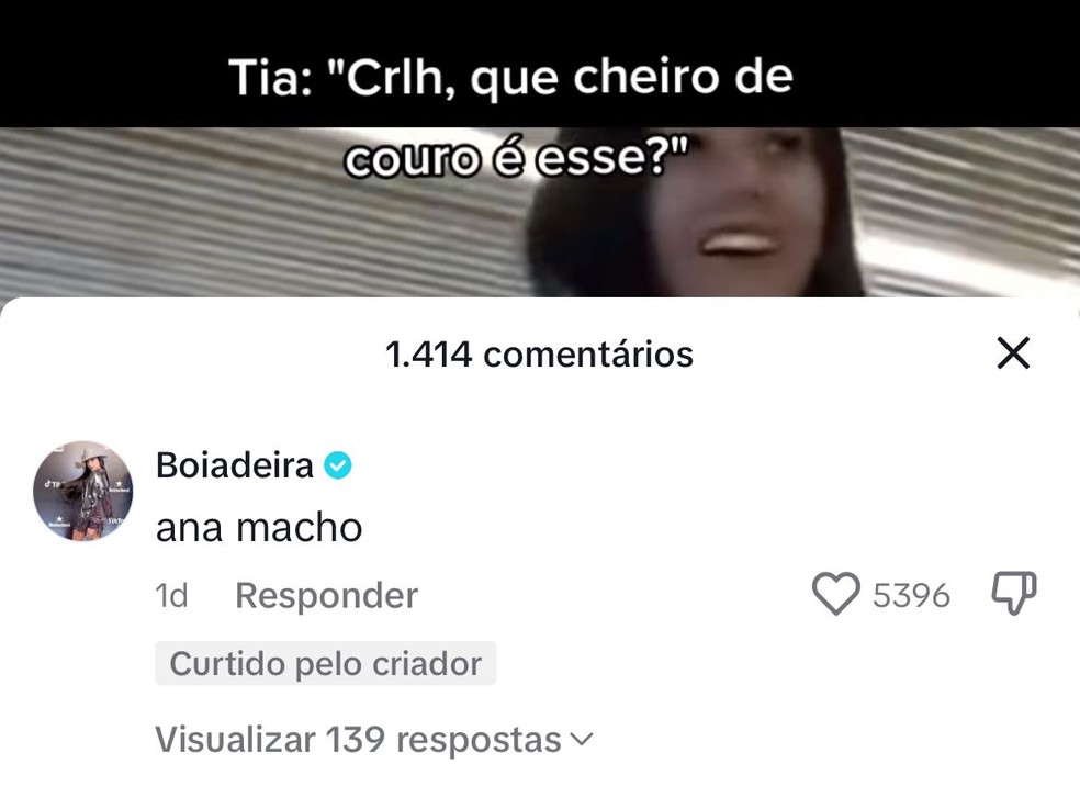 Ana Castela comenta v&iacute;deo zombando de sua sexualidade &mdash; Foto: Reprodu&ccedil;&atilde;o/TikTok