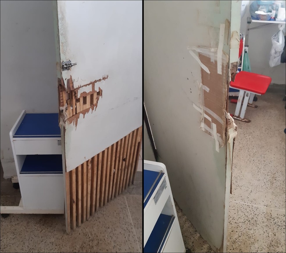 Portas das enfermarias do Trauminha de Mangabeira est&atilde;o com defeitos &mdash; Foto: Divulga&ccedil;&atilde;o/CRM-PB