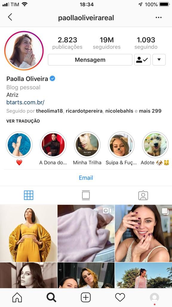 Perfil de Paolla Oliveira (Foto: Reprodução/Instagram)