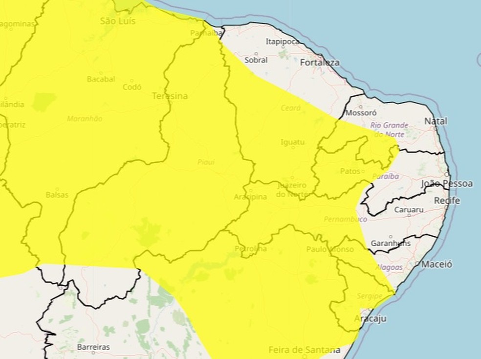 Inmet emite alerta de chuvas intensas para 73 cidades do RN — Foto: Reprodução