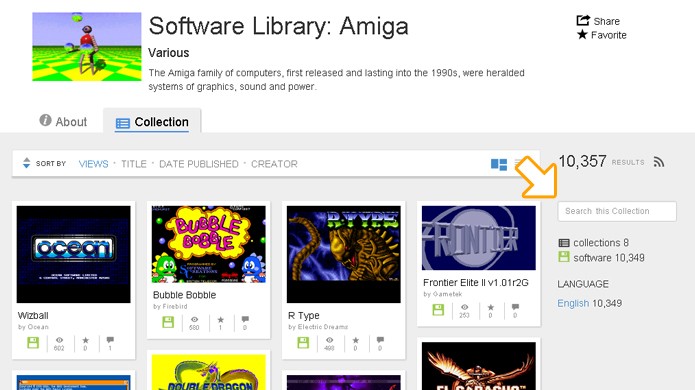 Para buscar jogos de Amiga utilize a busca do lado direito, não do topo do site (Foto: Reprodução/Rafael Monteiro)