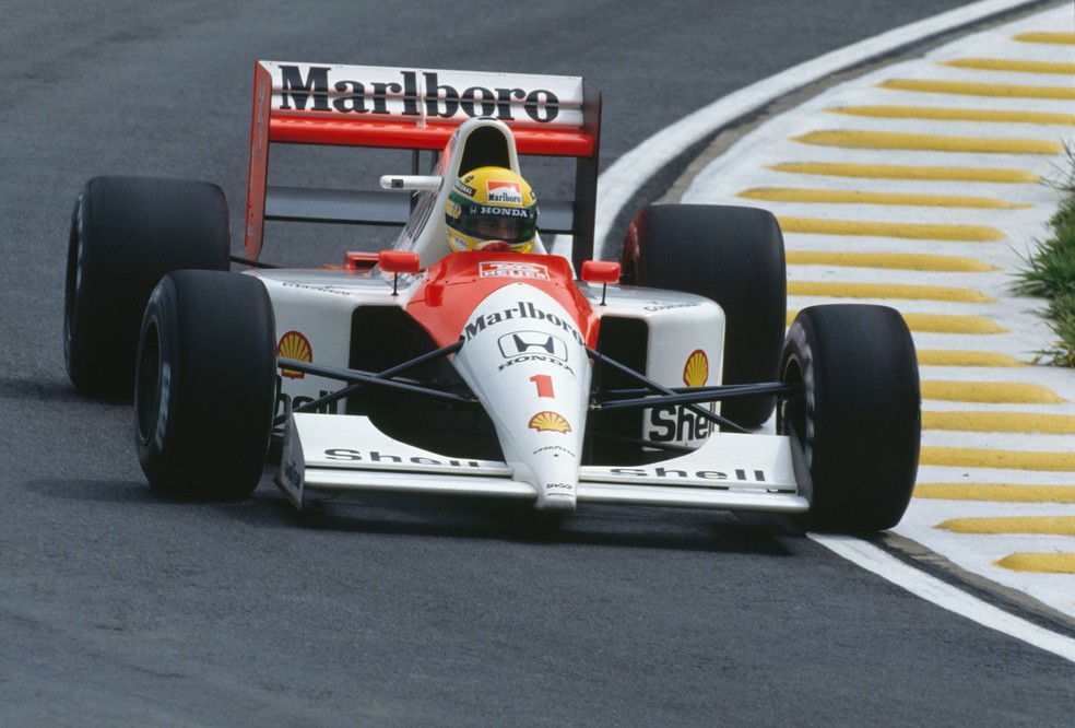 Ayrton Senna no GP do Brasil de 1991 — Foto: Getty Images