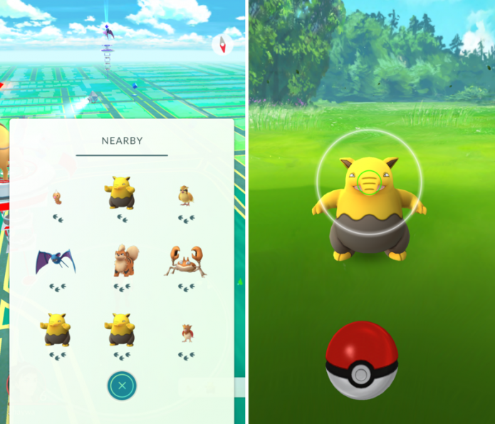 Pokémon Go: a cor do anel de precisão informa o grau de dificuldade em capturar o Pokémon (Foto: Reprodução/Stuff)
