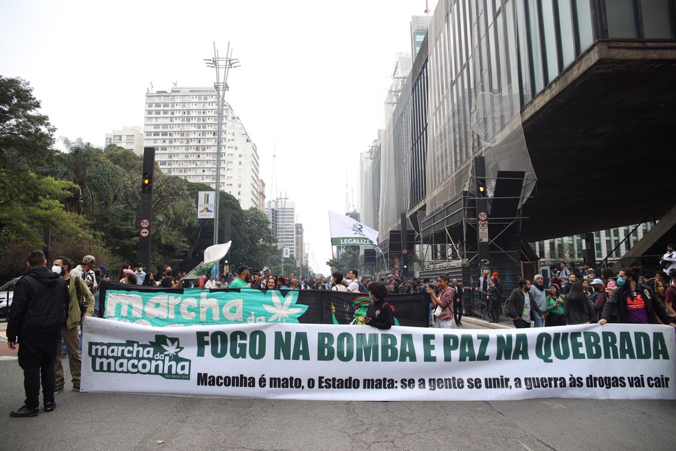 Marcha da Maconha em Sâo Paulo neste sábado (11) — Foto: DANILO M YOSHIOKA/FUTURA PRESS/ESTADÃO CONTEÚDO