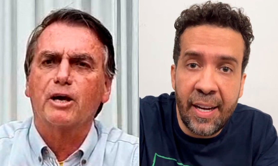 O presidente Jair Bolsonaro (PL) e André Janones (Avante), que apoia o ex-presidente Luiz Inácio Lula da Silva (PT)