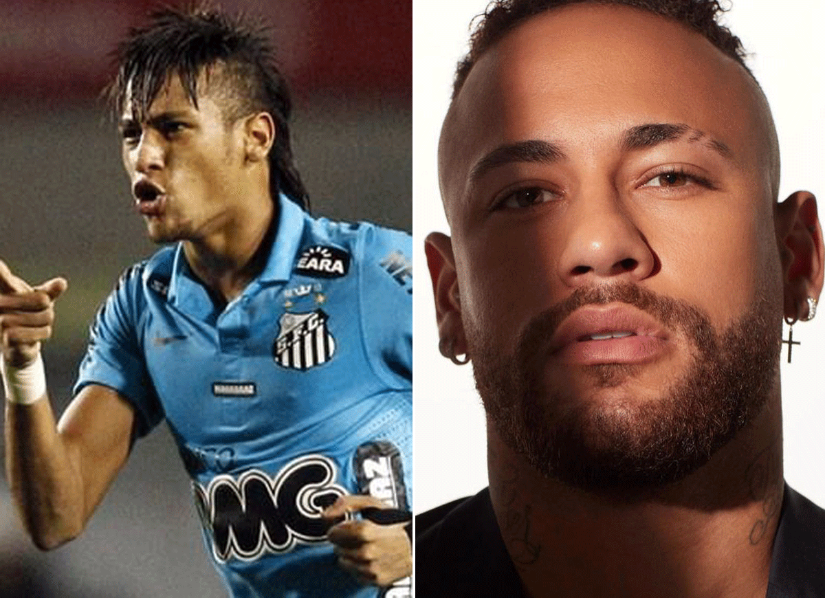 Neymar em 2012 e em 2022 (Foto: Reprodução/Instagram )