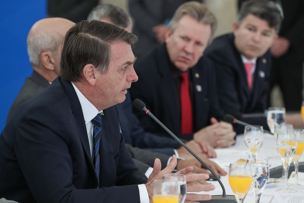 O presidente Jair Bolsonaro tomou café com a bancada ruralista — Foto: Marcos Corrêa/PR