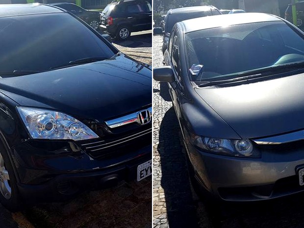 Carros apreendidos com suspeitos em Valinhos tinham placas clonadas (Foto: Polícia Civil / Divulgação)