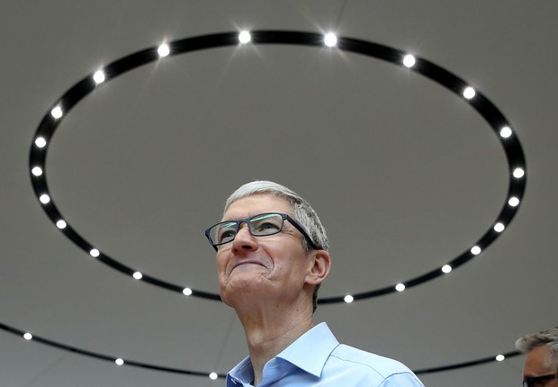 O CEO da Apple, Tim Cook, durante apresentação dos produtos da empresa (Foto: Justin Sullivan/Getty Images)
