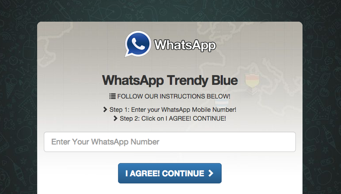 Site promete WhatsApp Trendy Blue, mas na realidade é um golpe (Foto: Reprodução)