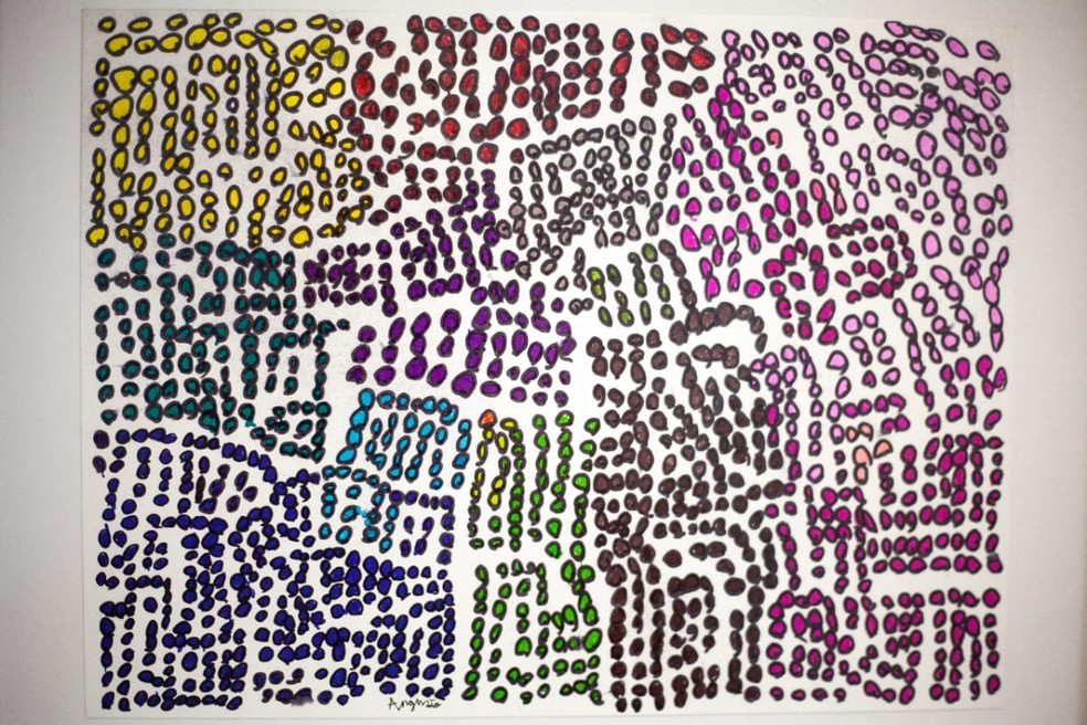 Obra da exposição "Bolhas 3: Uma viagem espacial" do artista Augusto Corrêa.  — Foto: Pedro Lehner