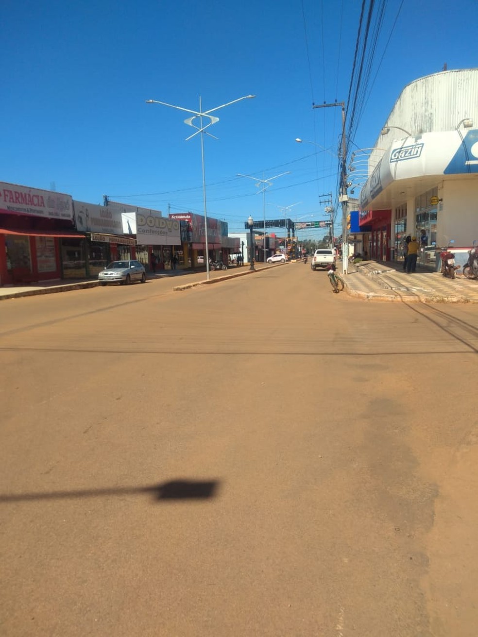 Centro de São Miguel do Guaporé fica vazio com locodown — Foto: WhatsApp/Reprodução
