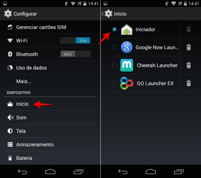 Definindo o launcher padrão do Android (Foto: Reprodução/Helito Bijora) 