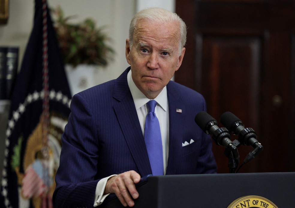 Joe Biden, presidente dos EUA, durante discurso na Casa Branca nesta quinta-feira (28) &mdash; Foto: Evelyn Hockstein/REUTERS