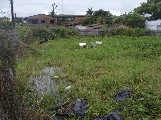 Área no Perpétuo Socorro tomada pelo lixo e mato alto, em Macapá (Foto: John Pacheco/G1)