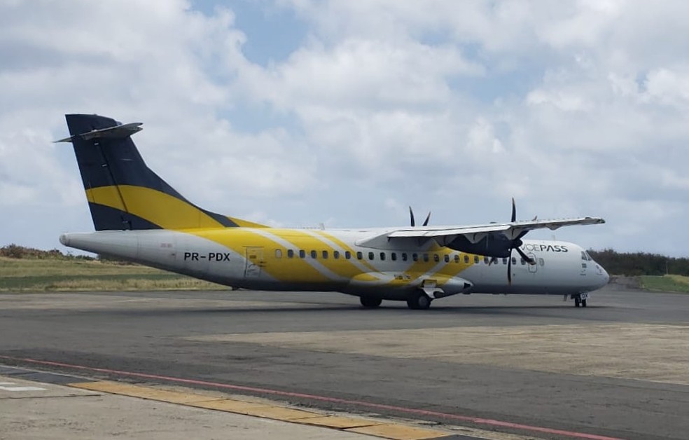 Avião da Voe Pass transportou clientes da Gol  — Foto: Ana Clara Marinho/TV Globo